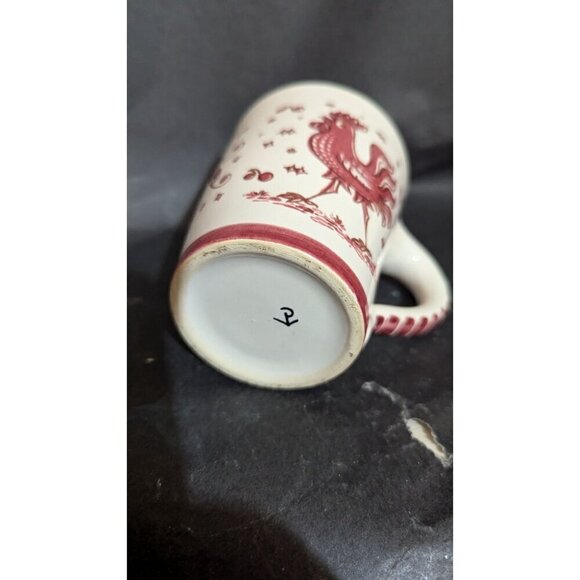 Paul Vogt  cup mug  Rooster floral design Red Farmhouse  Cottage  12 oz - Picture 5 of 8